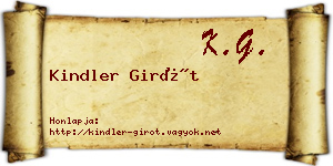 Kindler Girót névjegykártya